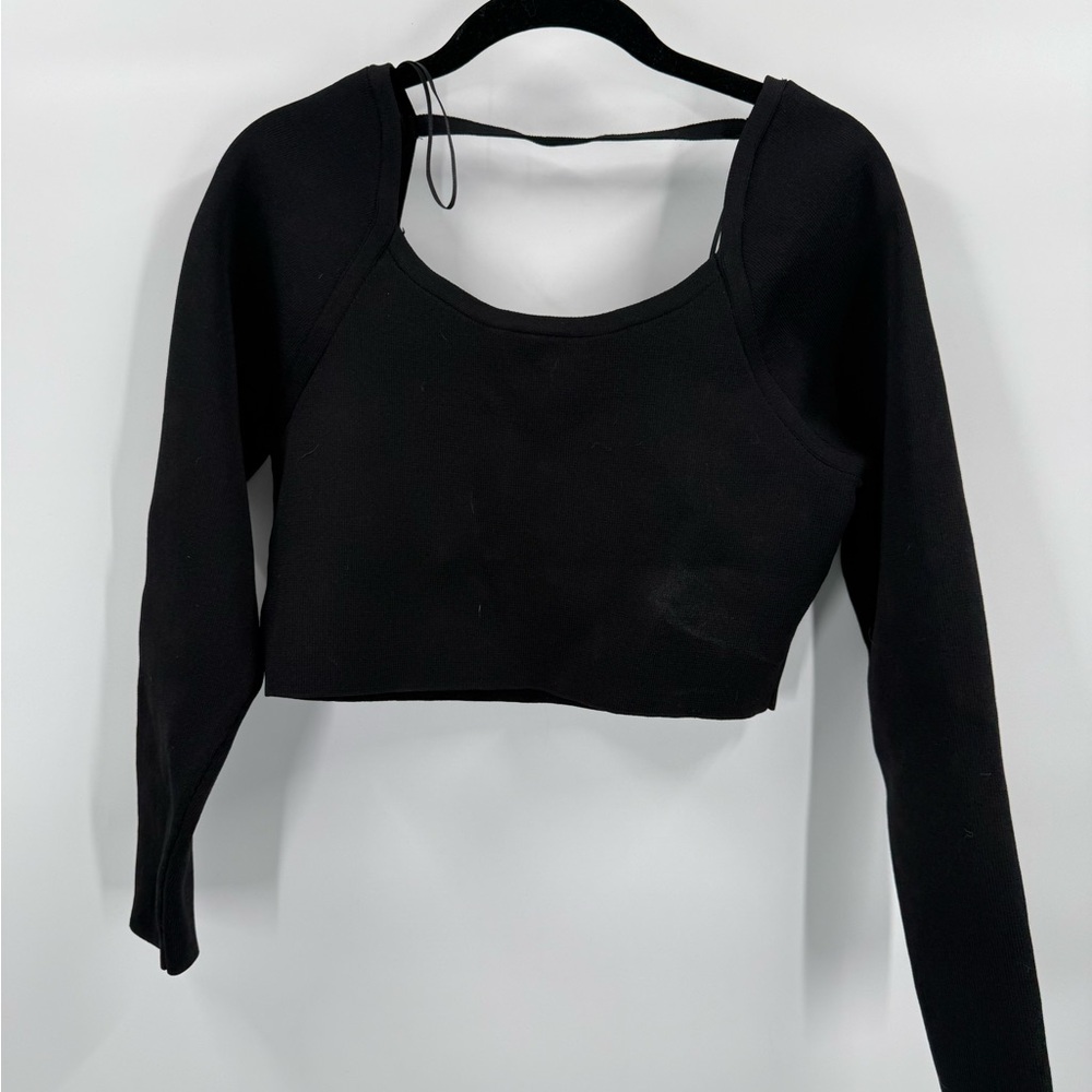 Zara Black Long Sleeve Crop Top